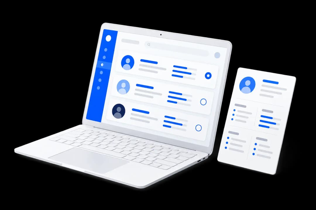 Student hiring portal displayed on a white laptop