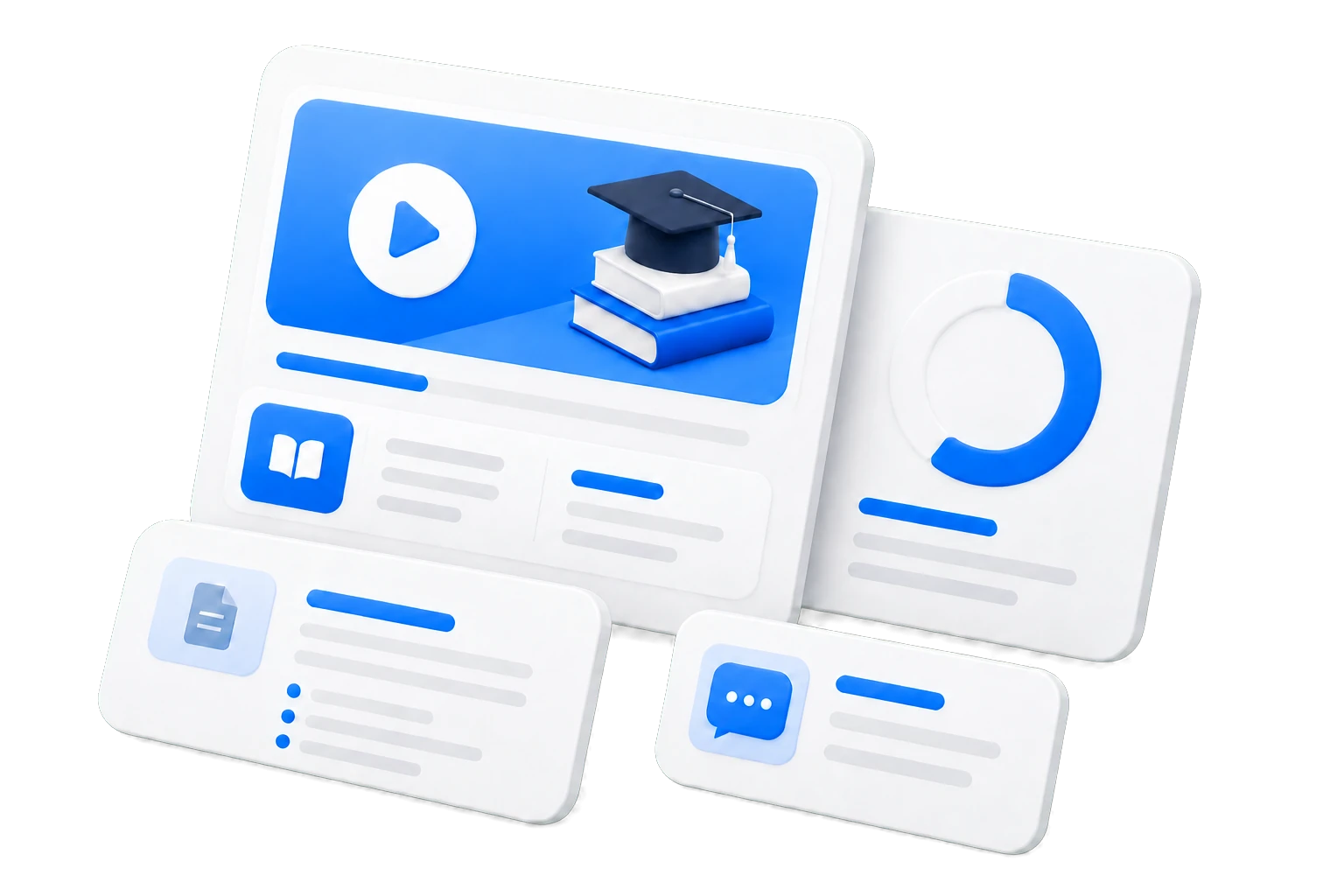 Panneaux flottants de cours, progression, supports et services étudiants